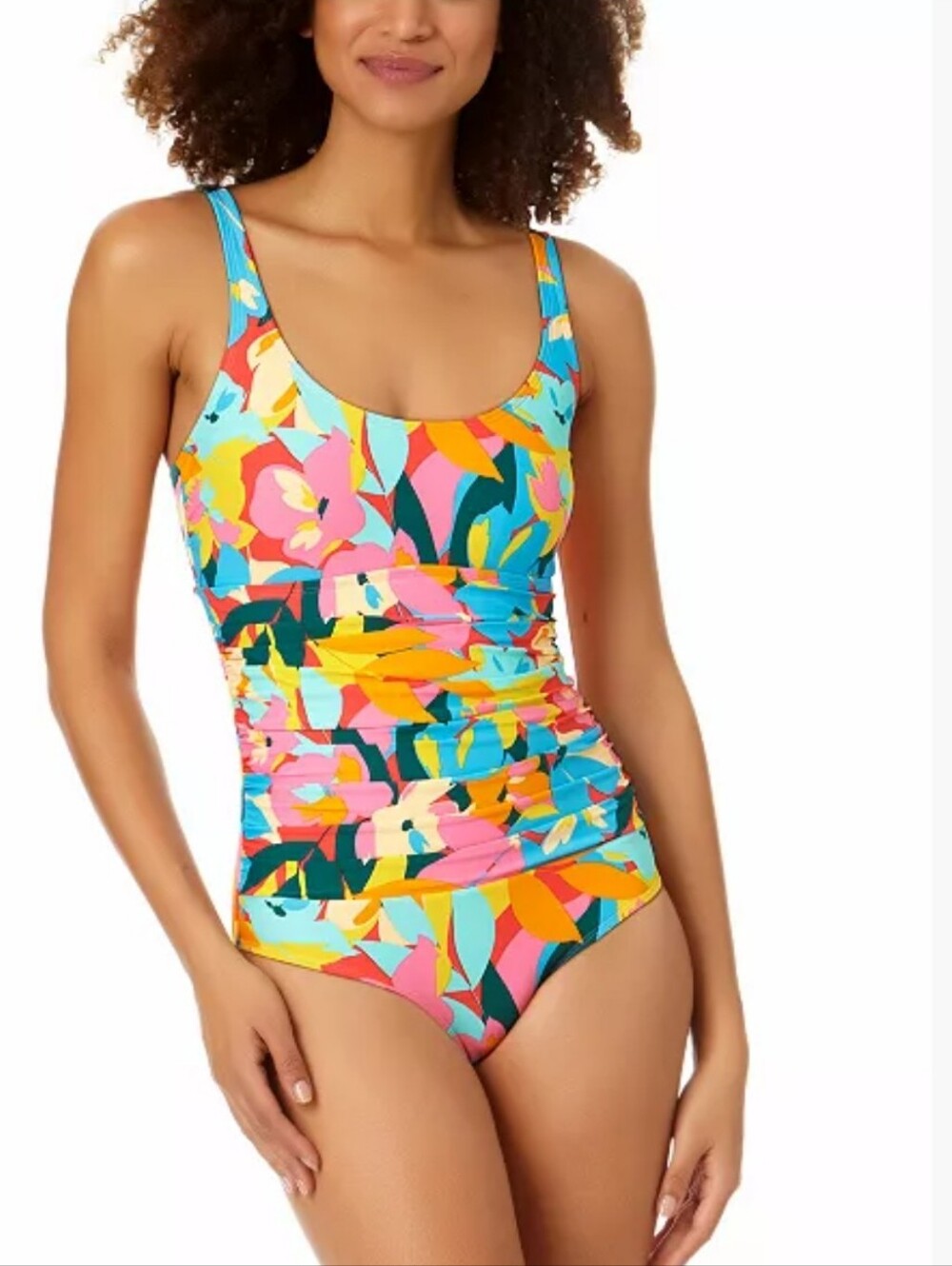 Anne Cole Pulmaria Scoop Neck Vibrant Floral One-Piece Swimsuit Size 10 NWT